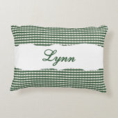 Rustic Green Gingham Personalized Name アクセントクッション (裏面)