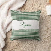 Rustic Green Gingham Personalized Name クッション (ブランケット)