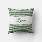 Rustic Green Gingham Personalized Name クッション (裏面)