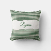 Rustic Green Gingham Personalized Name クッション (正面)
