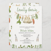 Rustic Green Girls Locally Grown Baby Shower 招待状 (正面/裏面)