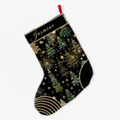 Rustic Green & Gold Christmas Stocking ラージクリスマスストッキング (裏面 (吊り時))