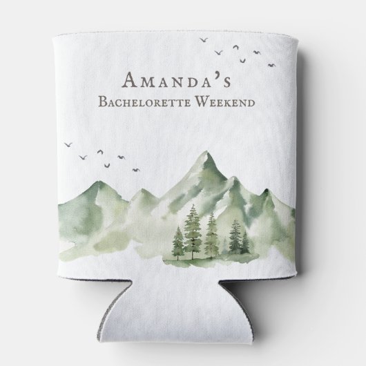 Rustic green mountain landscape Bachelorette 缶クーラー (裏面)