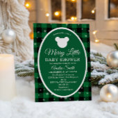 Rustic Green Plaid Christmas Baby Shower  招待状