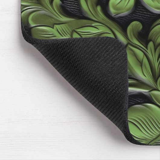 Rustic green tooled leather  マウスパッド (コーナー)