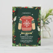 Rustic Green Ugly Christmas Sweater Party 招待状 (スタンド正面)