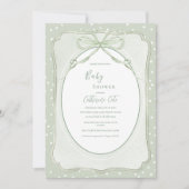 Rustic Green Vintage Baby Shower 招待状 (正面)
