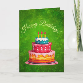 Rustic Green Vintage Floral Birthday Greeting Card カード