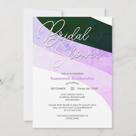 Rustic Green Violet Horizontal Streams 招待状 (正面)