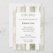 Rustic Green White Faux Wood Birthday 招待状 (正面)
