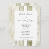 Rustic Green White Faux Wood Bridal Shower 招待状 (正面/裏面)