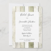 Rustic Green White Faux Wood Bridal Shower 招待状 (正面)