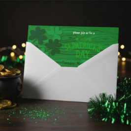 Rustic Green Wood St. Patrick’s Day Party 招待状