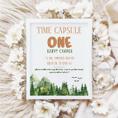 Rustic Green Woodland Time Capsule First Birthday  ポスター