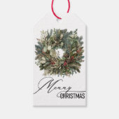 Rustic Greenery Christmas Wreath Gift Tag ギフトタグ (正面)