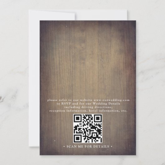 Rustic Greenery Country Barn QR Code Wedding 招待状 (裏面)