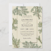 Rustic Greenery Elegant Modern QR Code Wedding 招待状 (正面)
