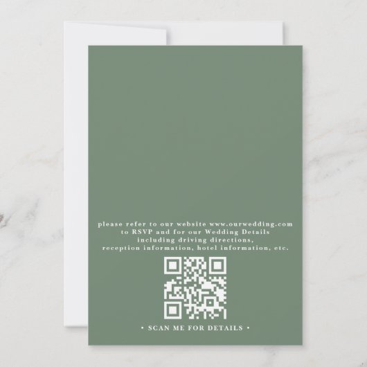 Rustic Greenery Elegant Modern QR Code Wedding 招待状 (裏面)