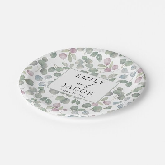 Rustic greenery Eucalyptus paper plate ペーパープレート (アングル)