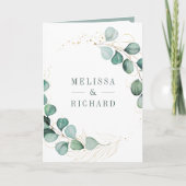 Rustic Greenery Gold Eucalyptus QR Code Wedding  招待状 (正面)