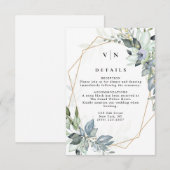 Rustic Greenery Green & Gold Geometric Wedding エンクロージャーカード (正面/裏面)