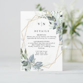 Rustic Greenery Green & Gold Geometric Wedding エンクロージャーカード (スタンド正面)
