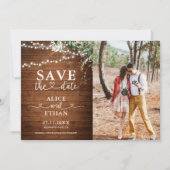 Rustic Greenery Heart Photo Save The Date セーブザデート (正面)
