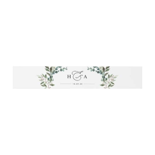 Rustic Greenery Monogram Wedding 招待状ベリーバンド (フラット)