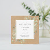 Rustic Greenery Neutral All One OnBaby Shower 招待状 (スタンド正面)