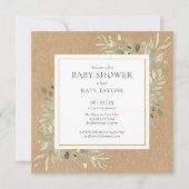 Rustic Greenery Neutral All One OnBaby Shower 招待状 (正面)