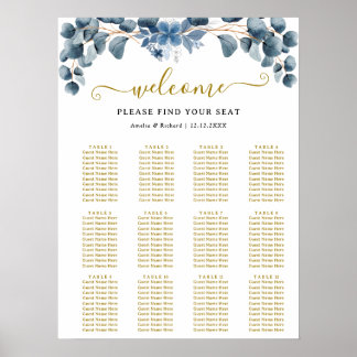 Rustic Greenery Wedding Table Plan ポスター