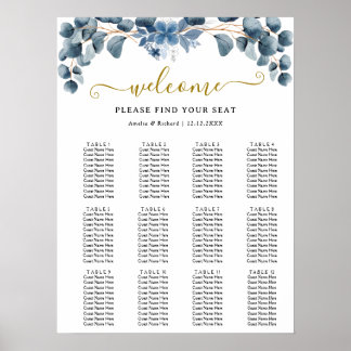 Rustic Greenery Wedding Table Plan ポスター