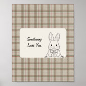 Rustic Grey Gingham Wall Art - Western Style Decor ポスター (正面)