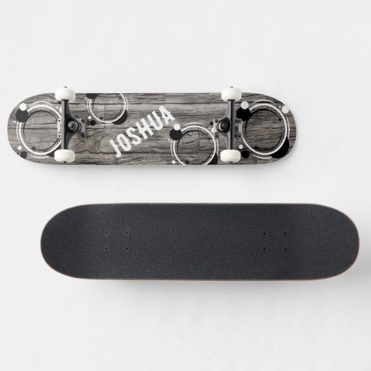 Rustic grey timber background Skateboard スケートボード (横)