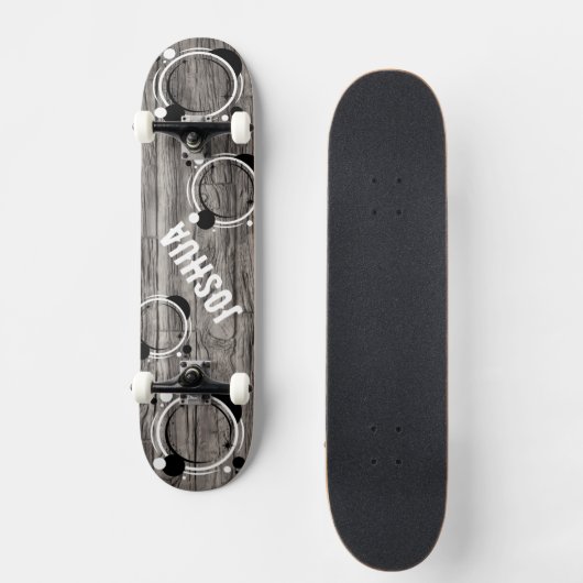 Rustic grey timber background Skateboard スケートボード (正面)