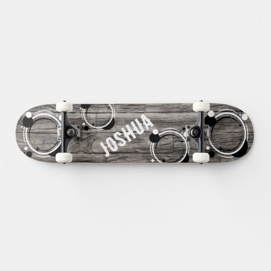 Rustic grey timber background Skateboard スケートボード (横)