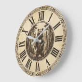 Rustic Grizzly Bear Wall Clock | Wood Style  ラージ壁時計 (傾斜)