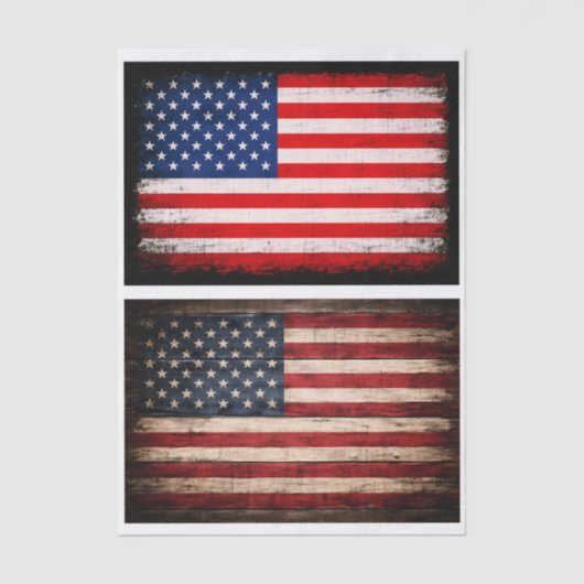 Rustic & Grunge American Flag Pair EW9 Decoupage 薄葉紙 (正面)