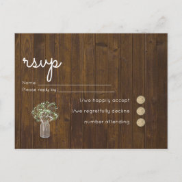 Rustic Gypsophilaのマスソンジャー ウェディングRSVP（返信ハガキ） インビテーションポストカード