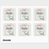 Rustic Hand-drawn frame mistletoe Merry Christmas  スクエアシール (シート)
