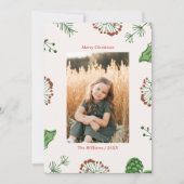 Rustic Hand-Drawn Mistletoe Pine Christmas Photo シーズンカード (正面)