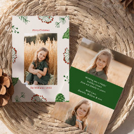 Rustic HandDrawn Mistletoe Pine Christmas 3 Photo  シーズンカード