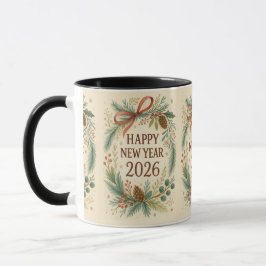 rustic happy new year 2026 coffee mug マグカップ