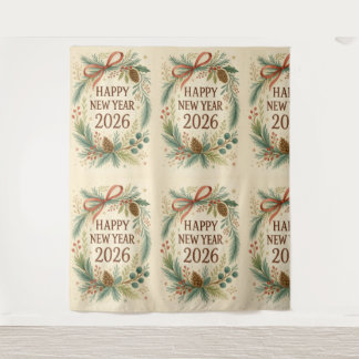 rustic happy new year 2026 party backdrop タペストリー