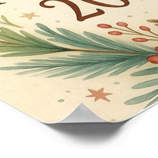 rustic happy new year wall poster ポスター (角)