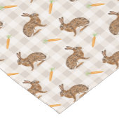 Rustic Hare And Carrot Beige Gingham Spring Easter ショートテーブルランナー (コーナー)