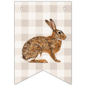 Rustic Hare And Carrot Happy Easter Beige Gingham バンティングフラッグ (第2の旗)