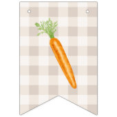 Rustic Hare And Carrot Happy Easter Beige Gingham バンティングフラッグ (第1の旗)