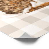 Rustic Hare And Carrots Happy Easter Beige Gingham ポスター (角)