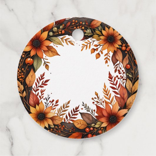 Rustic Harvest Fall Floral Wreath Thanksgiving  フェイバータグ (裏面)